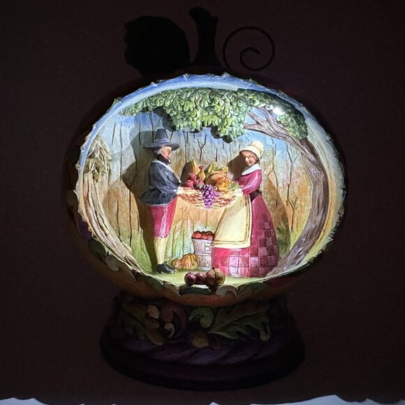 Jim Shore 7.5" Blessings Of The Harvest Light Up Fall and Thanksgiving Pumpkin - Picture 2 of 9
